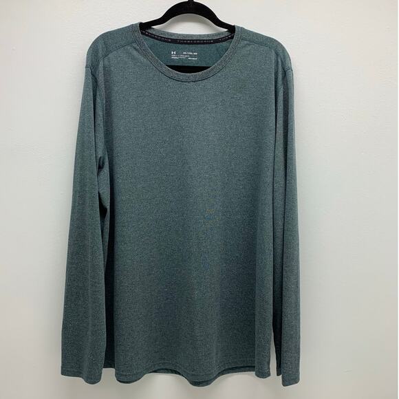 Under Armour Threadborne Mens 2XL Shirt Heatgear Long Sleeve Loose Stretch Green - Picture 1 of 10